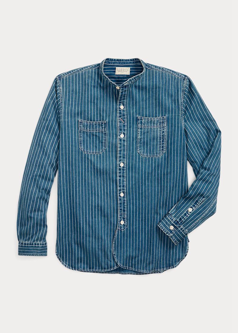 Camisas RRL Hombre Striped Indigo Twill Work Chile Azules DSJOI-5180